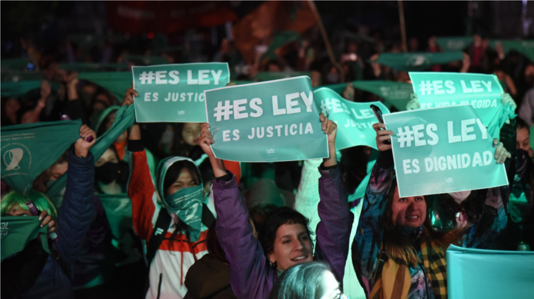 Celebraciones por la aprobación en Argentina de la Ley de Interrupción Voluntaria del Embarazo